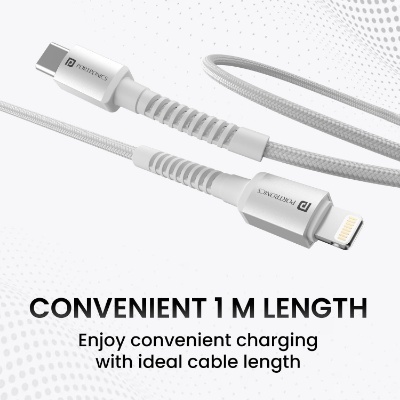 Portronics Konnect X Type C to 8-Pin 27W Fast Charging Cable, Premium TPE Material, Support to all Lightning Devices 1M Length Portronics Konnect X Type C to 8-Pin 27W Fast Charging Cable, Premium TPE Material, Support to all Lightning Devices 1M Length