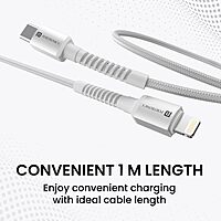 POR 2167 Konnect X C-Lightning – 27W Type-C to Lightning Braided Cable | 1M | White