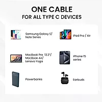 Portronics Link C Square – 100W Type-C Cable, 1M Black, fast charging, durable design, compatible with various devices, high-speed data transfer, tangle-free, perfect for home and office use.