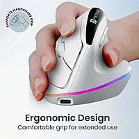 Portronics Toad Ergo 3 Black Mouse – Wireless, RGB, 2400 DPI, ergonomic design for comfort, customizable buttons, high precision tracking, perfect for gaming and productivity, sleek, appearance.