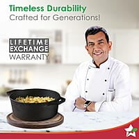 Wonderchef Forza 25 cm Cast-Iron Casserole with Lid Pre-Seasoned Cookware 4.7 L