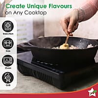 Wonderchef Forza Cast-Iron 20 cm Fry Pan, Pre-Seasoned Cookware, Induction Friendly, 3.8mm