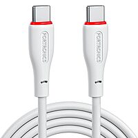 POR 3232 Konnect B C-C 100W – Type-C to Type-C Braided Cable | 100W | 1.5M | White | 06 Months