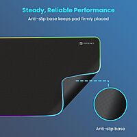 Portronics Comfipad Glow Gaming Mouse Pad – RGB Light Modes | Large Size | Non-Slip Base| black