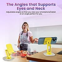 Portronics Mobot III 360° Rotatable & Foldable Mobile Phone Holder With Stable Metallic base,Adjustable Height