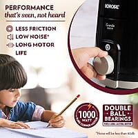 Borosil Grande 1000 W Mixer Grinder, With Double Ball Bearings, 4 Jars (3 SS Jars (1.5 L Blending Jar, 1.2 L Dry/Wet Grinder, 400 ml Chutney Jar) & 1 PC Jar with Fruit Filter) Mixie For Kitchen