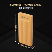 Portronics Luxcell B 10K 10000 mAh 22.5W Fast Charging Power Bank, Ultra Slim Power Bank with Mach USB-A Output, Type C PD Output