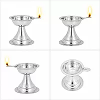 Sterling Silver Kubera Diya Set | Akhand Jyot Deepak for Lakshmi Kuber Pooja & Gifting