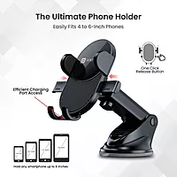 Portronics Clamp M3 Car Mobile Holder – Adjustable | 360° Rotation | Black | 1 Year Warranty