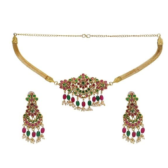 SRIMATHI JEWELLERS Floral design choker set