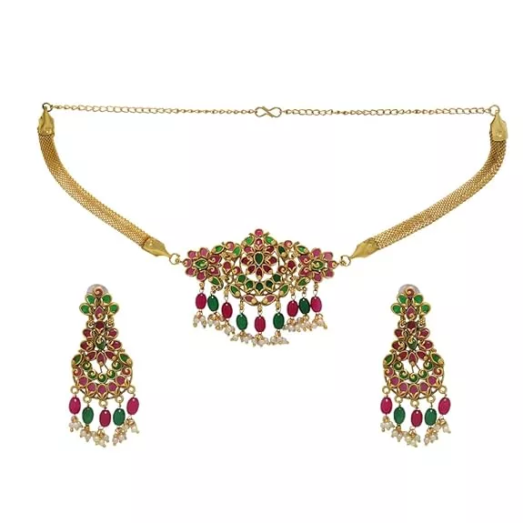 SRIMATHI JEWELLERS Floral design choker set