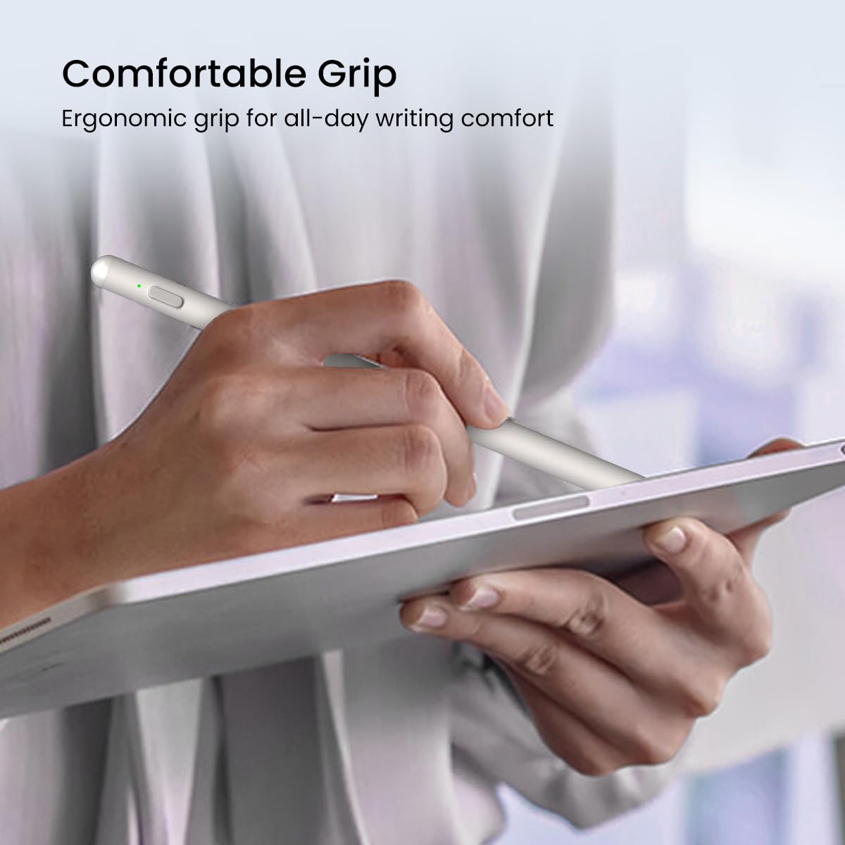 Portronics Glide 2 Stylus for iPad – Bluetooth, White. Precision touch for seamless navigation, perfect for artists and note-takers. Lightweight design, long battery life, and easy connectivity.