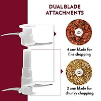 Borosil Chef Delite 300 Watts Electric Chopper for Kitchen, Twin Blade Technology, 600 ml 'chop-n-store' plastic bowl with lid, Vegetable Chopper, Cutter, Chop, Mince, Dice, Whisk, Blend