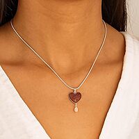 Sterling Silver Chain with Heart Rajavarthi Stone Pendant (Blue)