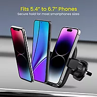 Portronics Clamp Z – Car Vent Phone Holder, 360° Rotation, Adjustable Grip, Durable Design, Easy Installation, Compatible with Most Smartphones, Ideal for Hands-Free Navigation, Black.
