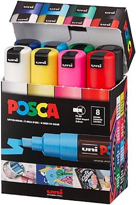 PC8K8C MITSUBISHI UNI POSCA MARKER SET, 8K, 8 ASSORTED COLORS PC8K8C MITSUBISHI UNI POSCA MARKER SET, 8K, 8 ASSORTED COLORS