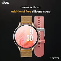 Vibez by Lifelong Premium Luxury Smartwatch for Women with Metal Strap & HD Display Gold