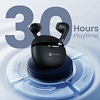 Portronics Twins S19 – TWS Earbuds, 30H Playtime, Black, Bluetooth 5.0, Touch Control, IPX4 Water Resistant, Deep Bass, Comfortable Fit, Perfect for Calls and Music, Lightweight Design.