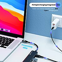 Portronics Mport 52 – 7-in-1 USB-C Hub features 4K HDMI, USB 3.0 ports, SD card reader, and more. Perfect for expanding connectivity for laptops and devices, enhancing productivity on the go.