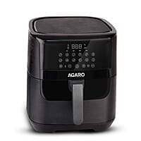 AGARO Elegant Air Fryer, 6.5L, 12 Preset Cooking Modes, 360 Degrees Air Circulation With Variable Temperature Settings, Frying, Grilling, Toasting, Roasting, 1800W, Black