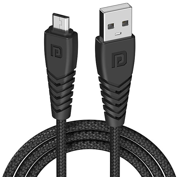 Portronics Konnect B Micro USB Cable 3A Fast Charging Data Sync Nylon Braided Black