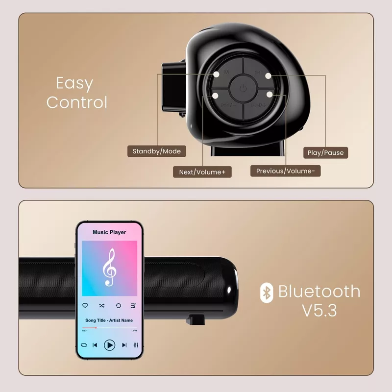 Portronics Pure Sound 108 – 160W 2.1 Soundbar offers immersive audio, sleek design, powerful bass, and seamless Bluetooth 5.3 connectivity.