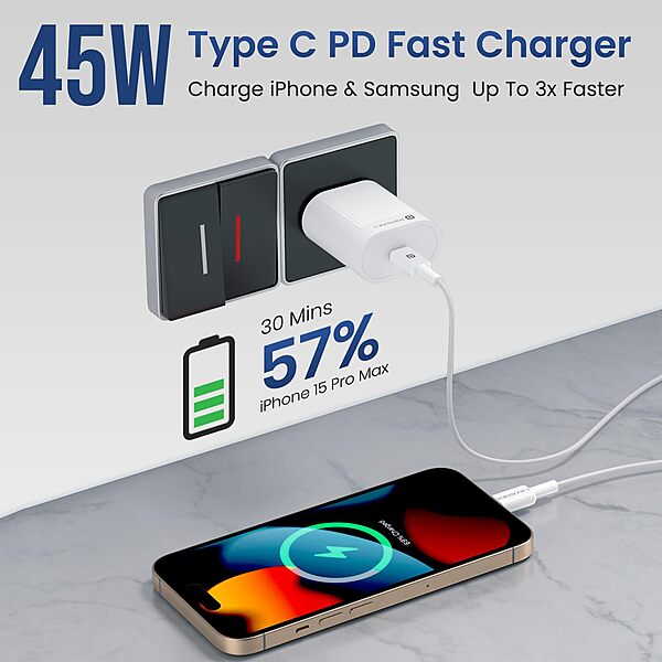 Portronics Adapto 45A 45W GaN Charger – 1 PD Port, No Cable Included