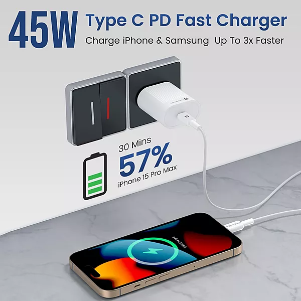 Portronics Adapto 45A 45W GaN Charger – 1 PD Port, No Cable Included