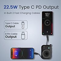 Portronics Power Shutter – 15W Wireless 10K Power Bank (Black) offers fast charging, sleek design, and portability. Ideal for on-the-go charging of smartphones and devices. Stay powered up!