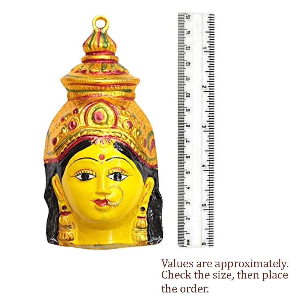 Gold Plated Varalakshmi Face with Decorative Face Ornament ye, Eye brow, Thilak Lashmi Narayan Face Alankaram