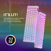 Portronics Hydra 10 Mechanical Wireless Gaming Keyboard – Bluetooth 5.0 + 2.4GHz | RGB Lights 16.8 Million Colors | Type-C Charging | Compatible with PC, Smartphone & Tablet | Brown