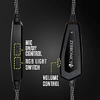 ZEBRONICS Zeb-Blitz USB Gaming Wired On Ear Headphones with Mic with Dolby Atmos, RGB Led, Windows Software, Simulated 7.1 Surround Sound, 2.4 Meter Braided Cable Flexible Padded Ear Cushions