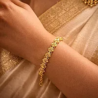 Impon Gold Plated Lakshmi Coin Bracelet for Women | Traditional Temple Design Hand Chain | Goddess Lakshmi Motif Jewelry