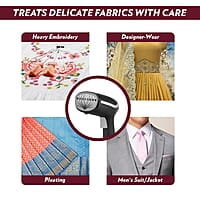 Borosil Handheld Garment Steamer Gs01,Horizontal & Vertical Use,1000 Watts Fast Heating,Ceramic Steam Nozzle,200 Ml Water Tank,Detachable Fabric Brush,Lint Brush,For Silk,Nylon,Rayon,Wool,Cotton