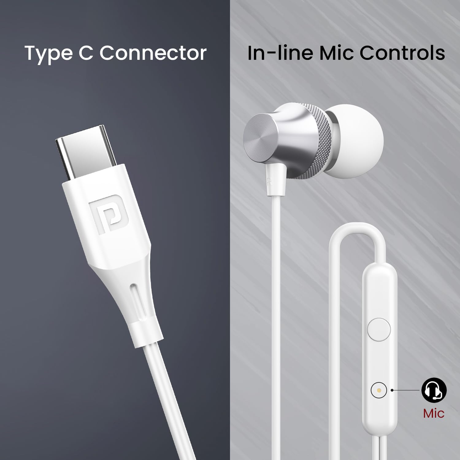 Portronics Conch Beat C Silver Earphones | Type-C, High-Quality Audio & Ideal for Music Lovers & Professionals
