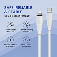 Portronics Silklink – 3A USB to Lightning Cable, 1M White. Fast charging and data transfer, durable design, compatible with all Lightning devices, perfect for everyday use and travel.