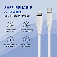 POR 2718 Silklink C-Lightning – 20W USB-C to Lightning Soft Silicon Cable | 1M | White | 06 Months