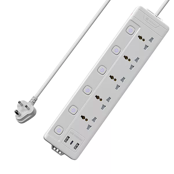 Portronics Power Plate 20 features 5 sockets and a 3M cord, delivering up to 2500W. Ideal for home or office use, it ensures multiple devices can be powered safely and efficiently.