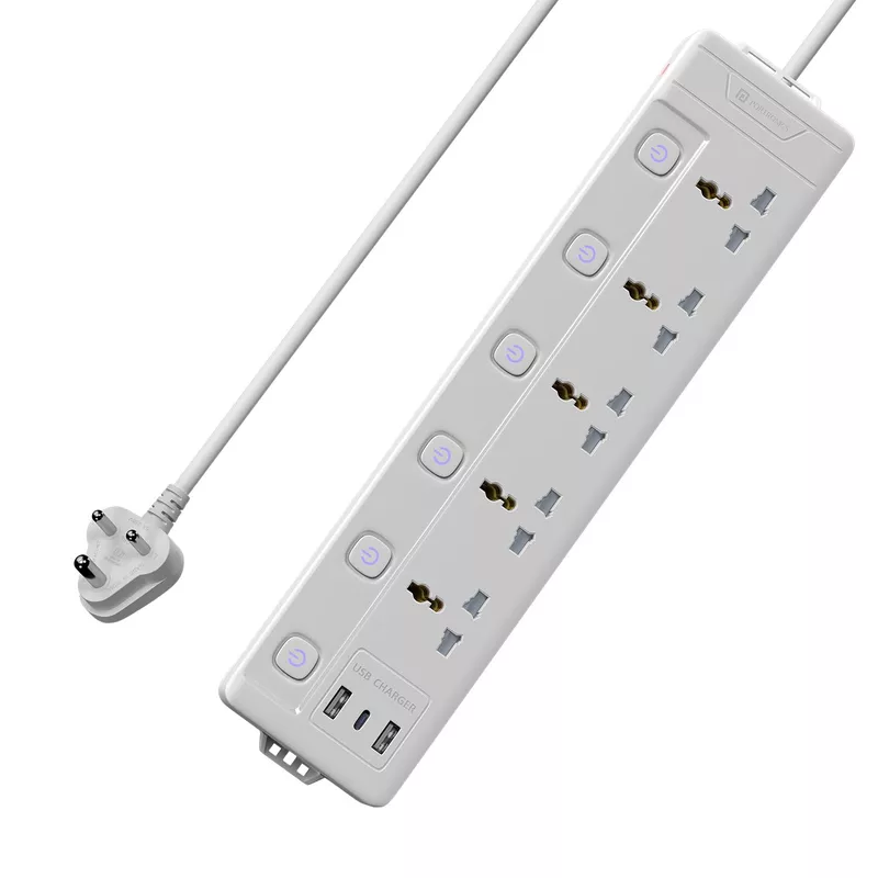 Portronics Power Plate 20 Extension Board – 5 Sockets, 3m Cord, 2500W, Individual Switches