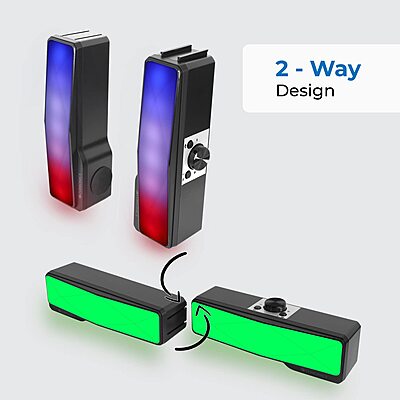 Zebronics Wonder Bar 20 – 10W RGB PC Speaker with Immersive Sound, Multiple Connectivity & Sleek Design