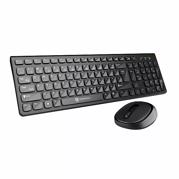 Portronics Key7 Wireless Keyboard & Mouse Combo – 2.4GHz USB Receiver | 10m Range | 12 Shortcut Keys | Adjustable DPI | 10 Million Key Life | Black