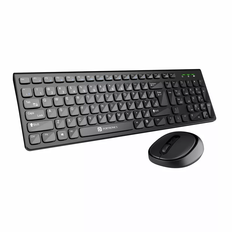 Portronics Key7 Wireless Keyboard & Mouse Combo – 2.4GHz USB Receiver | 10m Range | 12 Shortcut Keys | Adjustable DPI | 10 Million Key Life | Black