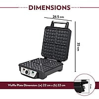 Borosil Jumbo Waffle Maker, 1100W, Non-Stick Grilling Plate, 4 Jumbo Bread Slices