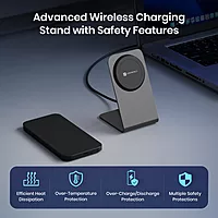 Portronics Flux 2 – 15W Qi2 Wireless Charger for iPhone 16–12, sleek design, fast charging, compatible with Qi-enabled devices, lightweight, portable, perfect for home and office use.