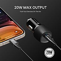 Portronics 20W Type-C PD Car Charger Fast Charging for iPhones & Android Devices Black