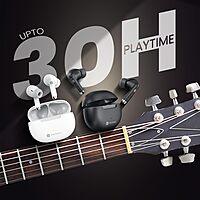 Portronics Harmonics Twins 32 TWS Earbuds – In‑Ear | Bluetooth 5.4 | HD Mic | Up to 30 Hr Playback | Touch Control | Low Latency | IPX5 Water Resistant | Type‑C Fast Charging (White)