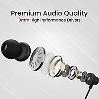 Portronics Conch Beat A In-Ear Earbuds – 3.5mm | On/Off Switch | Black | 6 Months Warranty