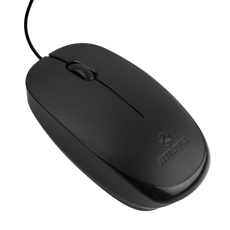 Zebronics Zeb-Power Wired USB Mouse – 3-Button | 1200 DPI Optical Sensor | Plug & Play | Windows & Mac Compatible