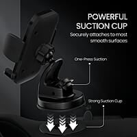 Portronics Clamp M4 Car Phone Holder Stand with 360 Degree Rotation Mobile Stand for Car