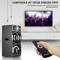 lapcare Experience thunderous 120 W stereo sound with Lapcare BEAST LTS‑300: Bluetooth 5.0, AUX/USB/FM, RGB lights, wireless mic & remote—built for parties!